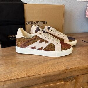 Zadig & Voltaire LA Flash Sparkle Sneakers in Gold
